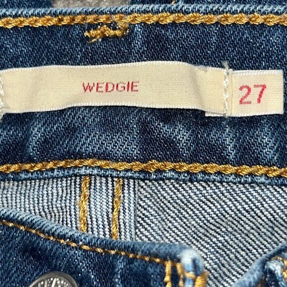 LEVI'S BIG E WEDGIE Blue Jeans - Like New - Dark Wash -Button 'Fly -  Size 27X27 - Picture 10 of 14